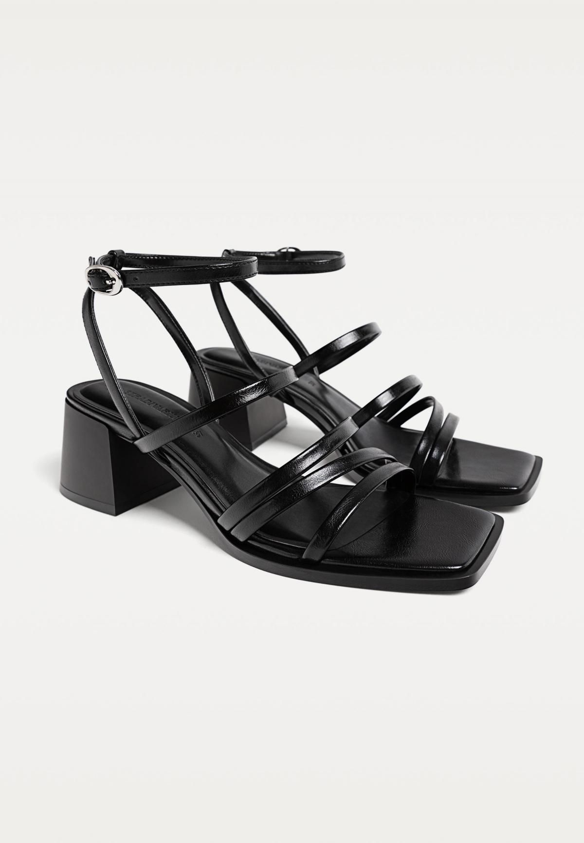 스트라디바리우스 모던 블랙 스트랩 블록힐 샌들 9207/570 BLACK - 상세 이미지 5
