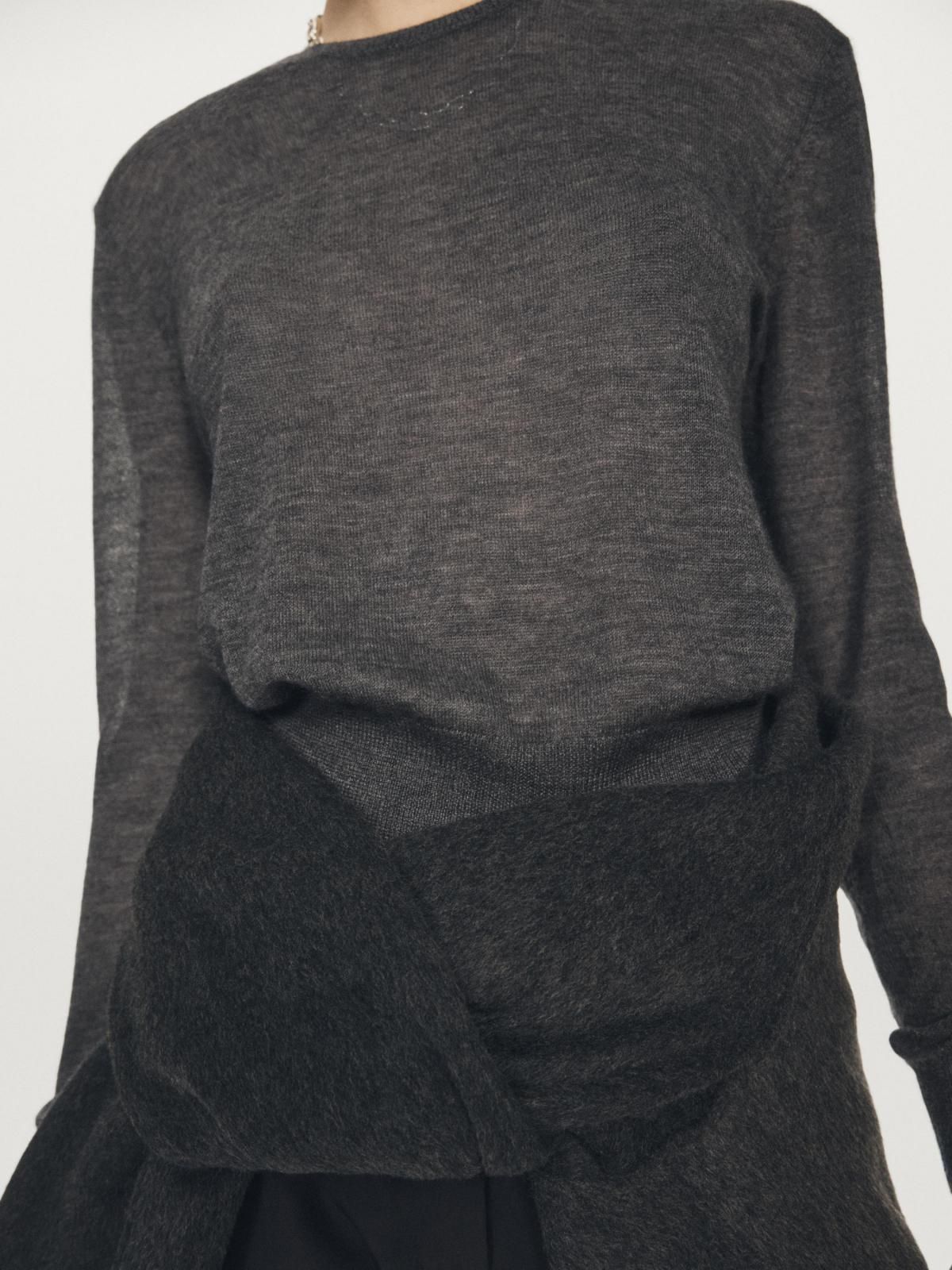 마시모두띠 프리미엄 캐시미어 라운드넥 파인 니트 스웨터 5618/635 ANTHRACITE GREY - 상세 이미지 4