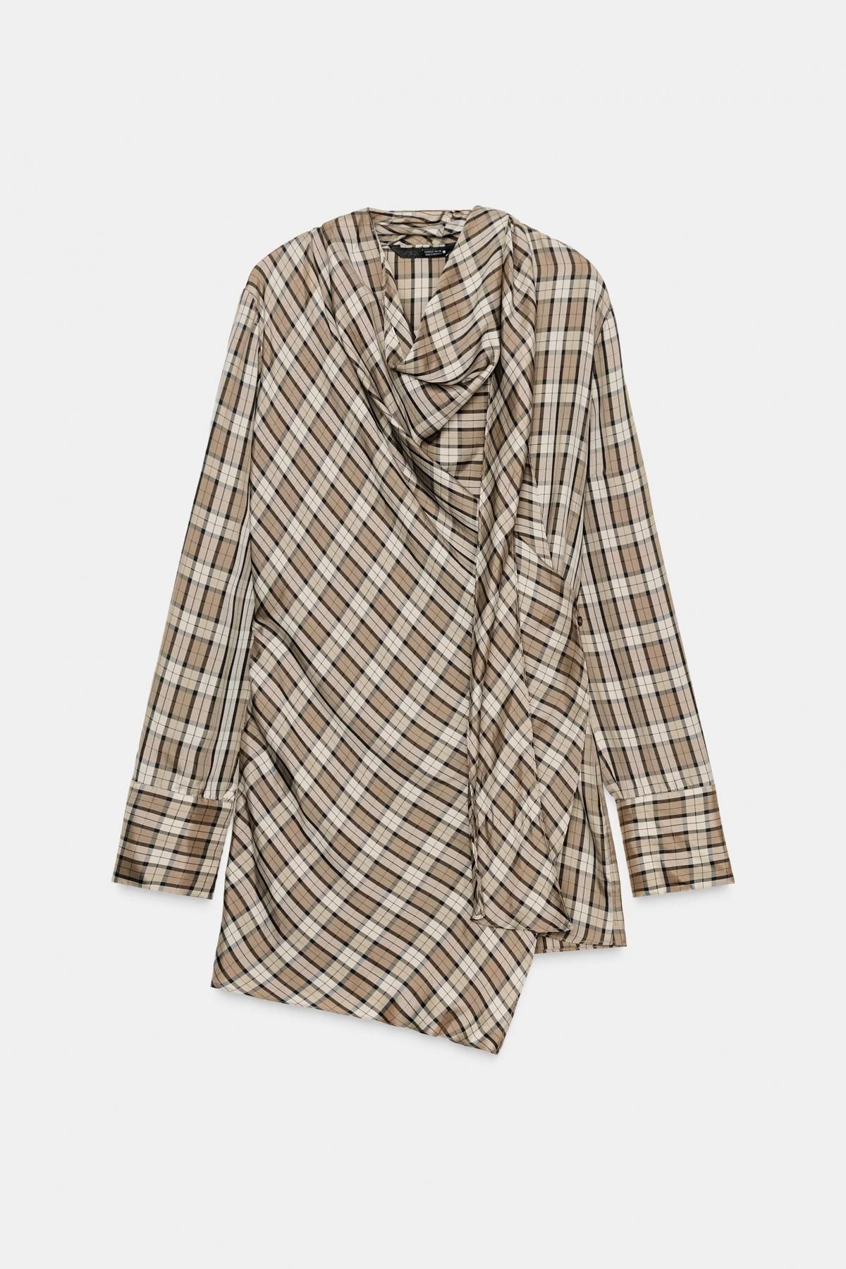 자라 체크 드레이프 긴팔 셔츠 9228/854 BEIGE - 메인 이미지