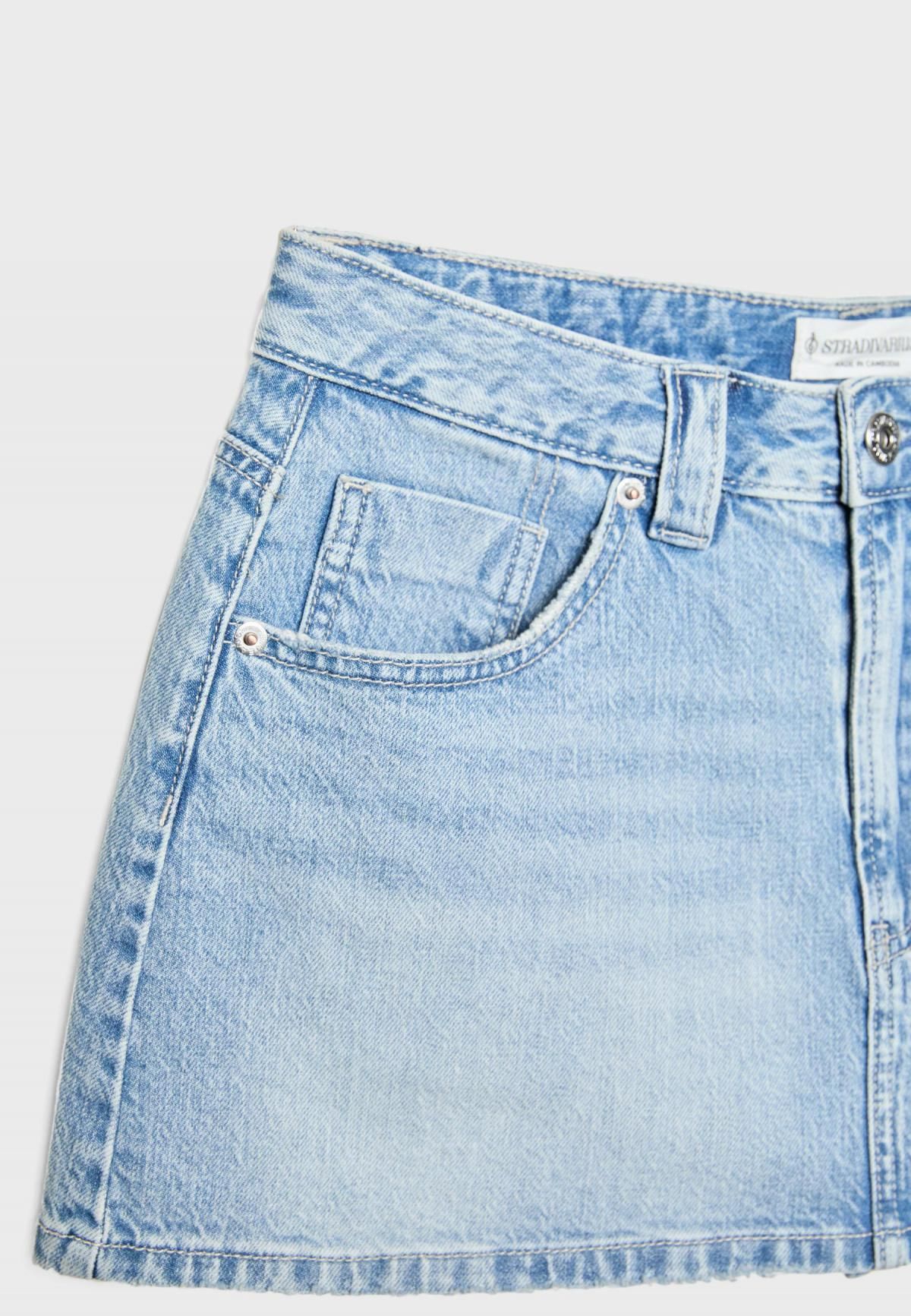 스트라디바리우스 라이트데님 미드웨이스트 미니 스커트팬츠 1283/422 LIGHT BLEACH - 상세 이미지 2