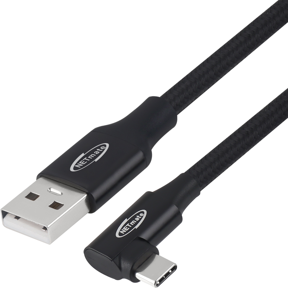 강원전자 넷메이트 USB2.0 AM-CM 꺾임 케이블 2m (블랙) NM-UAC202BA - 상세 이미지 2