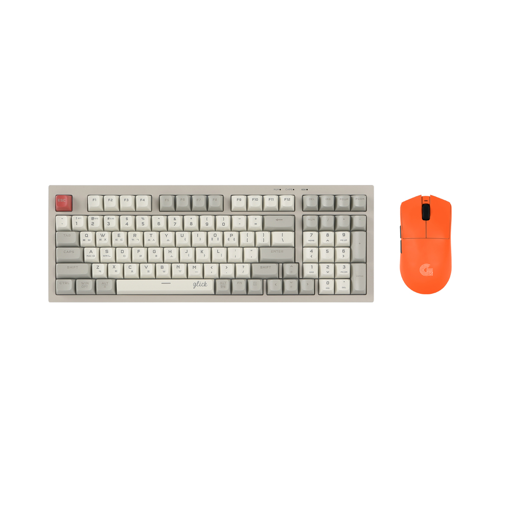 지클릭커 오피스프로 WMK990 사일런스 M 무소음 방수 무선 블루투스 98 키보드 마우스 세트 Retro Cappuccino - 상품 이미지