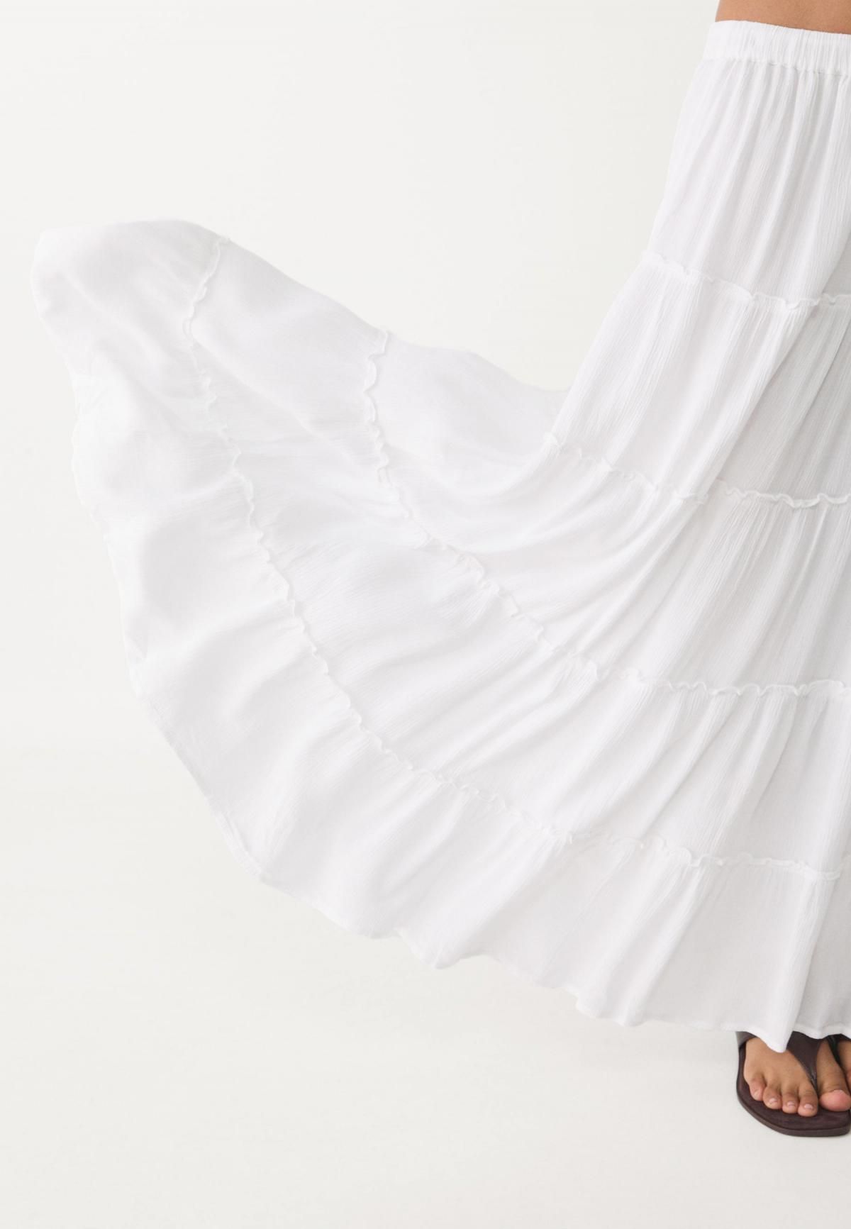 스트라디바리우스 플루이드 루즈핏 밴딩 미디 스커트 1279/296 WHITE - 상세 이미지 2