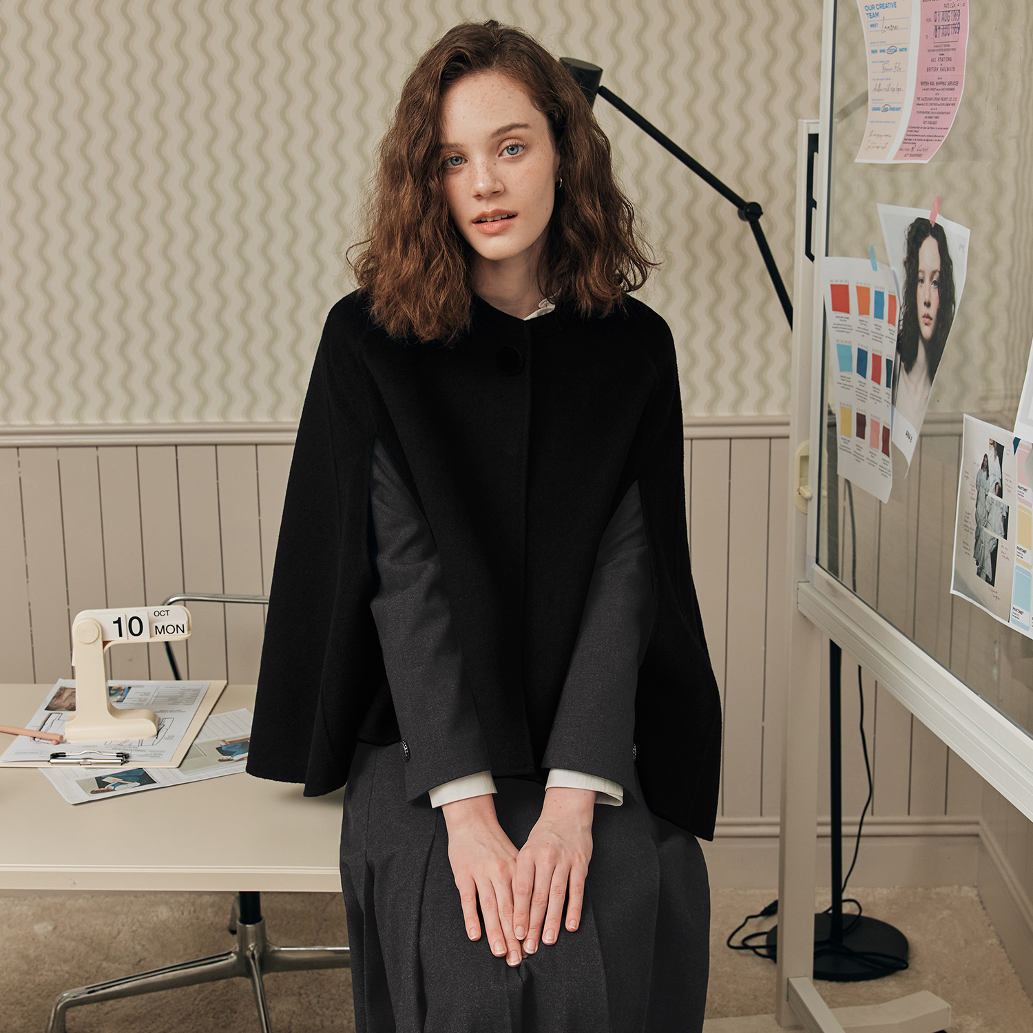 [제로스트릿] 핸드메이드 케이프 코트 HANDMADE CAPE COAT / BLACK - 상세 이미지 2