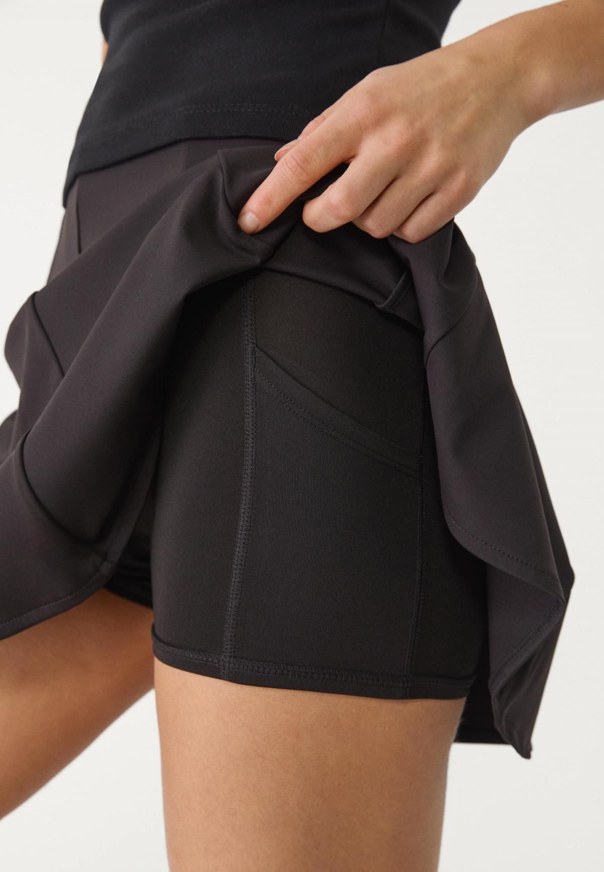 스트라디바리우스 하이웨이스트 플레어 테크니컬 미니 스커트 팬츠 7689/554 BLACK - 상세 이미지 5