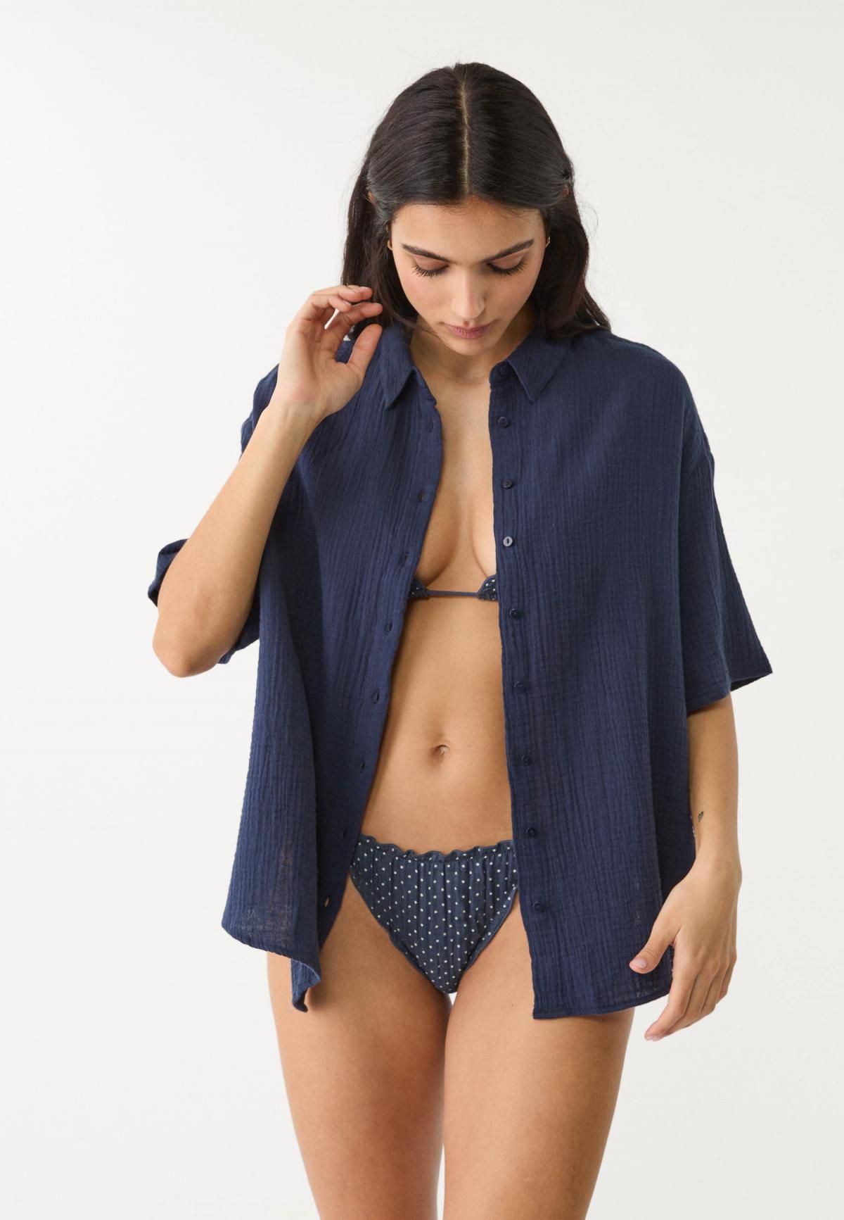 스트라디바리우스 테크니컬 코튼 반팔 셔츠 네이비 7131/582 NAVY BLUE - 상세 이미지 5