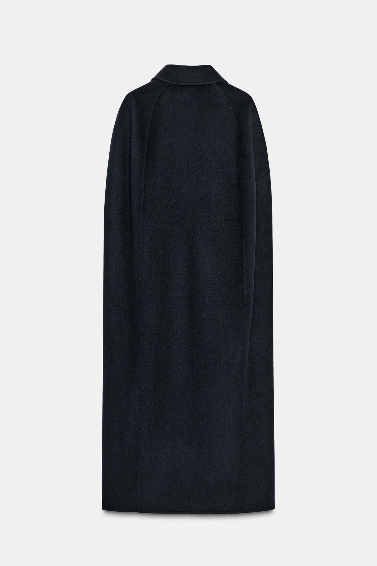 자라 오버사이즈 테크니컬 울블렌드 케이프 롱코트 7522/261 NAVY BLUE - 상세 이미지 3