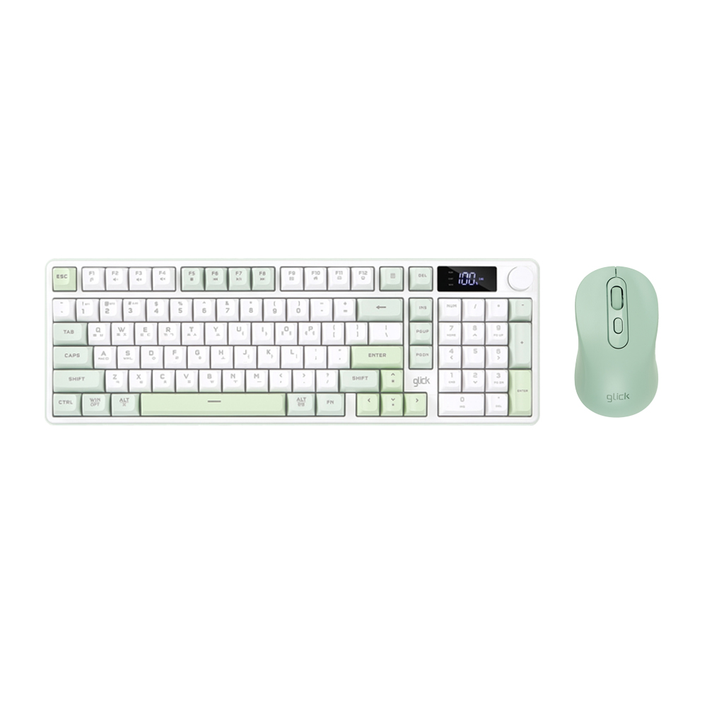 지클릭커 오피스프로 WMK90 사일런스 M RGB 풀윤활 무소음 방수 무선 블루투스 LCD 98 키보드 마우스 세트 Sky Pink - 상세 이미지 3