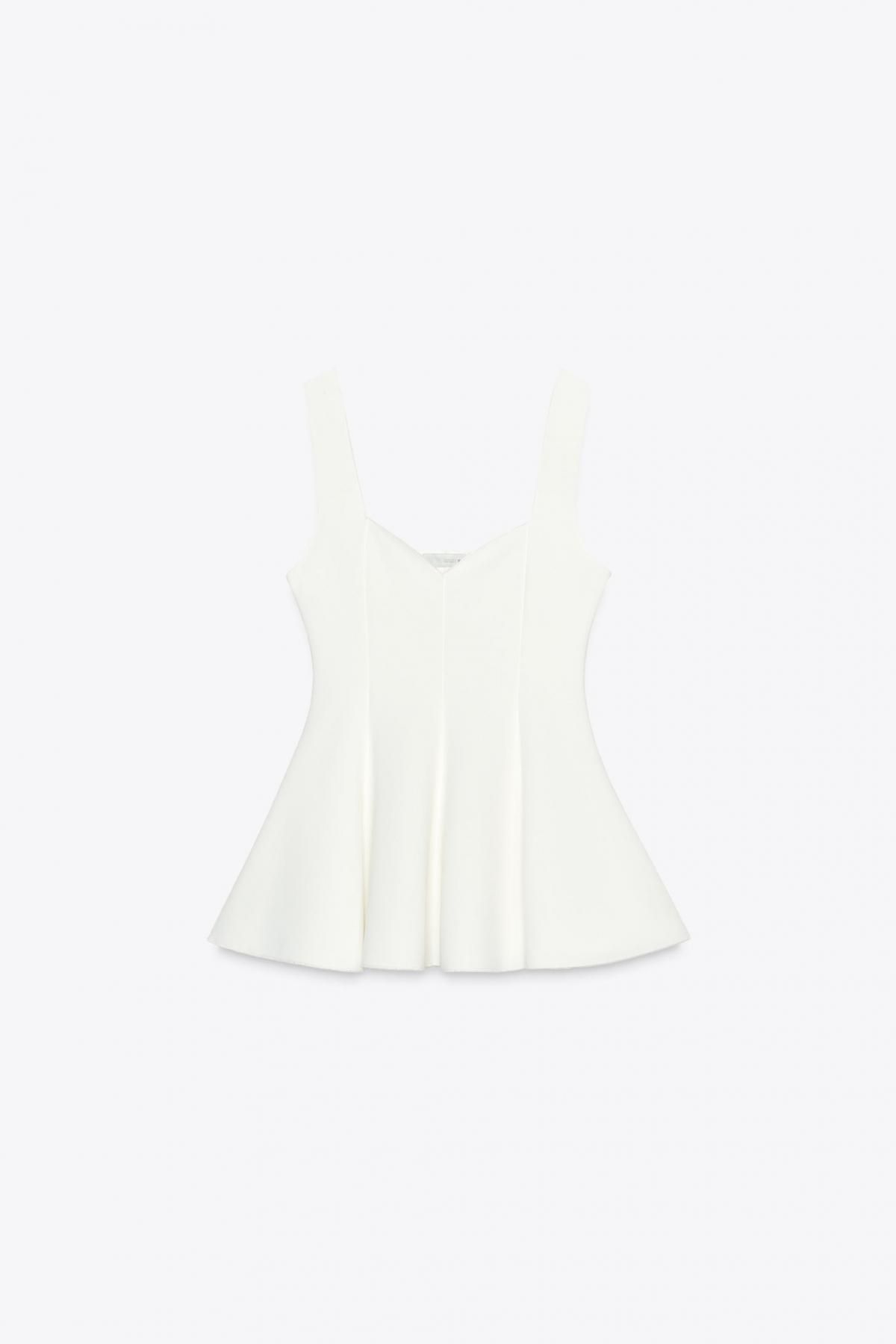 자라 페플럼 스트레치 라운드넥 민소매 탑 5584/150 OYSTER-WHITE - 메인 이미지