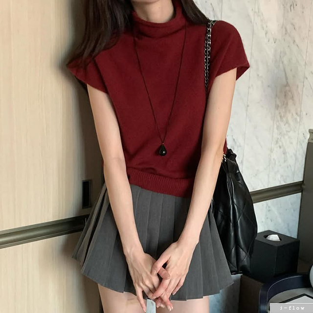 헤르 반목 캡소매 울 니트 5col 가을 겨울 이너 폴라 루즈핏 보송 부드러운 제이플로우 - 상품 이미지