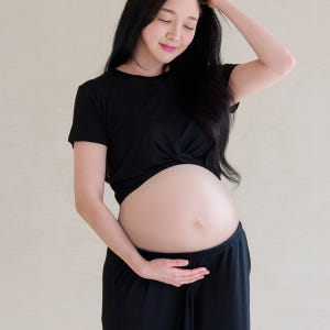 임산부 크롭티 셀프 만삭 주수 사진 촬영 임신 임부복 착용 후기 | 사이즈/핏 총정리 - 상품 이미지 4