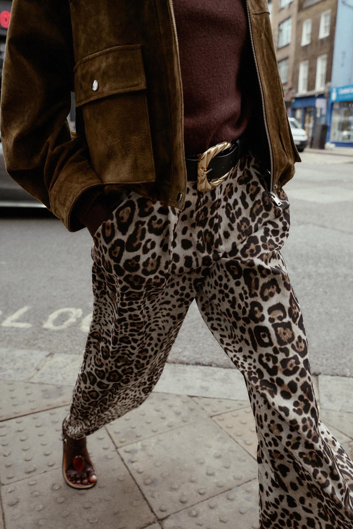 자라 레오파드 와이드 새틴 벨트 팬츠 7965/556 LEOPARD - 상세 이미지 5