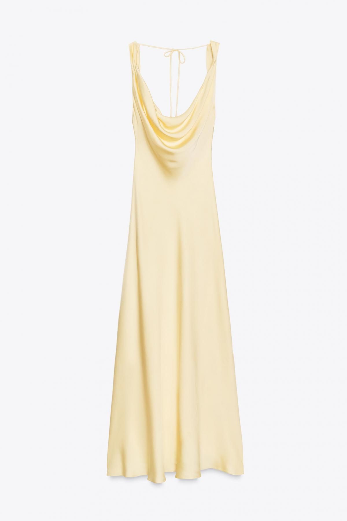 자라 새틴 드레이프 백리스 롱 원피스 2590/987 YELLOW - 메인 이미지