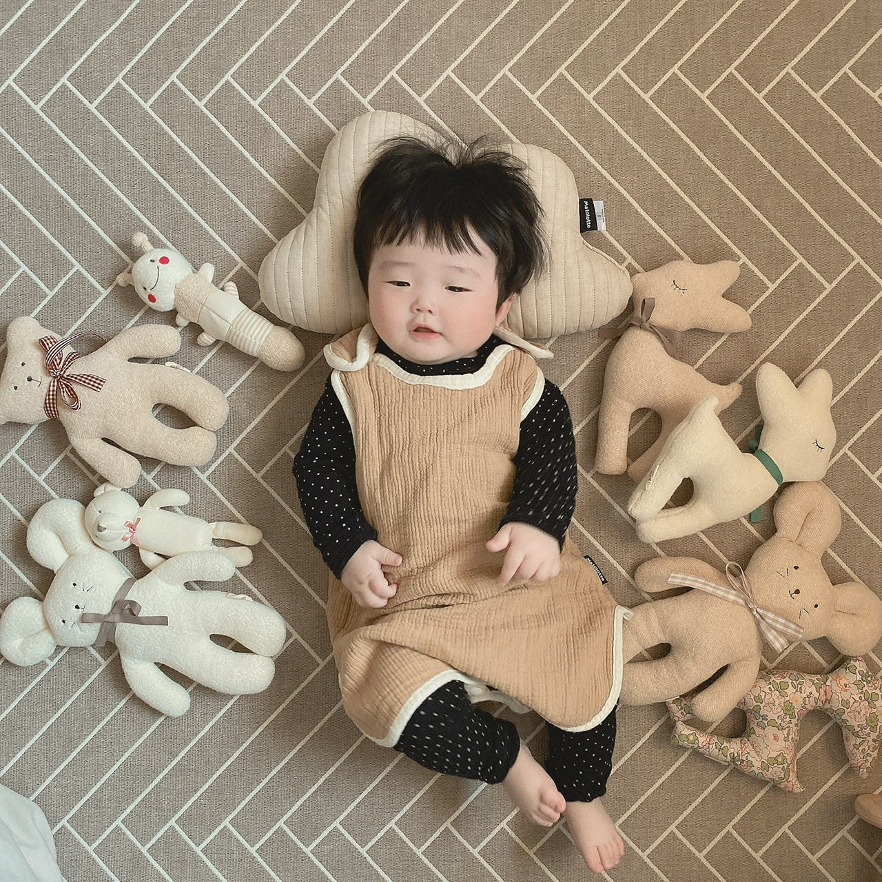 마롤로뜨 아기 거즈 수면조끼 사계절 순면 신생아 유아 잠옷 베이지 - 상세 이미지 2