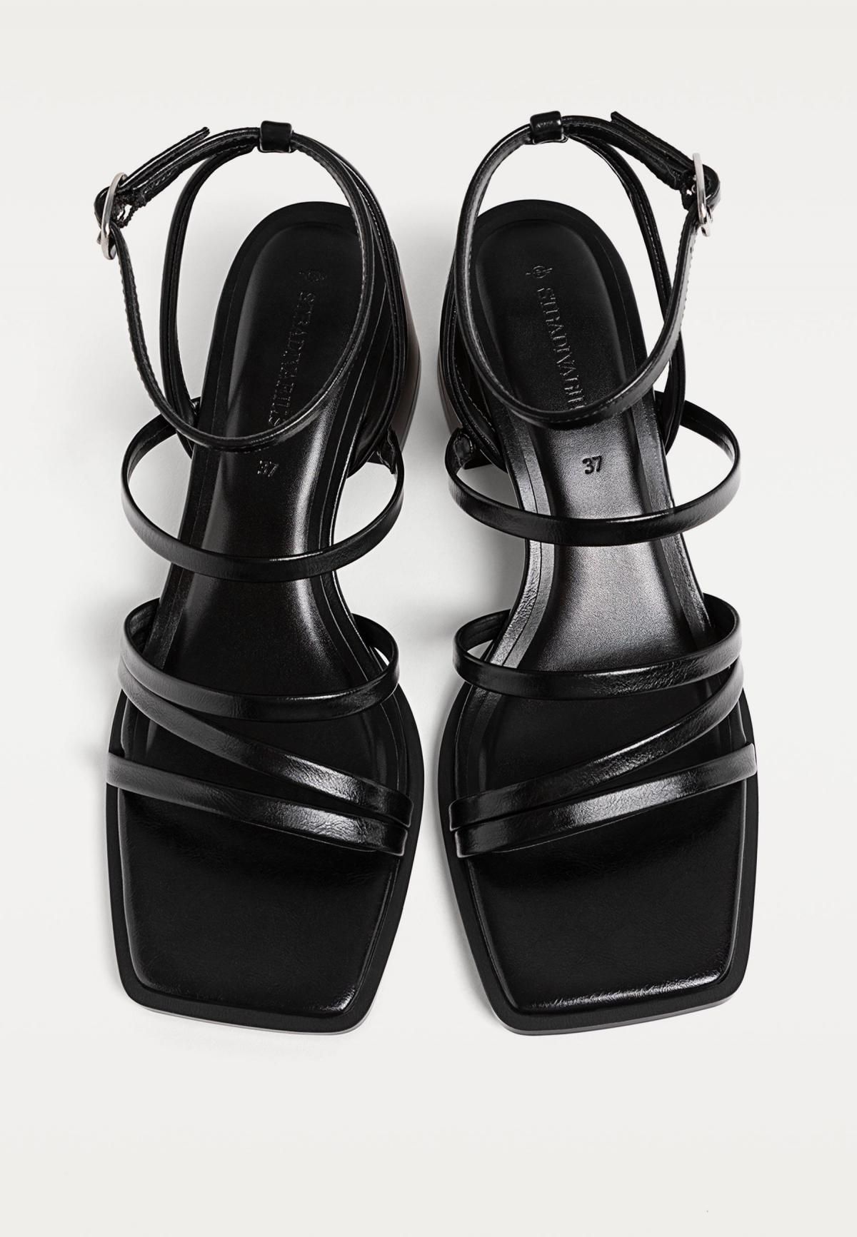 스트라디바리우스 모던 블랙 스트랩 블록힐 샌들 9207/570 BLACK - 상세 이미지 4