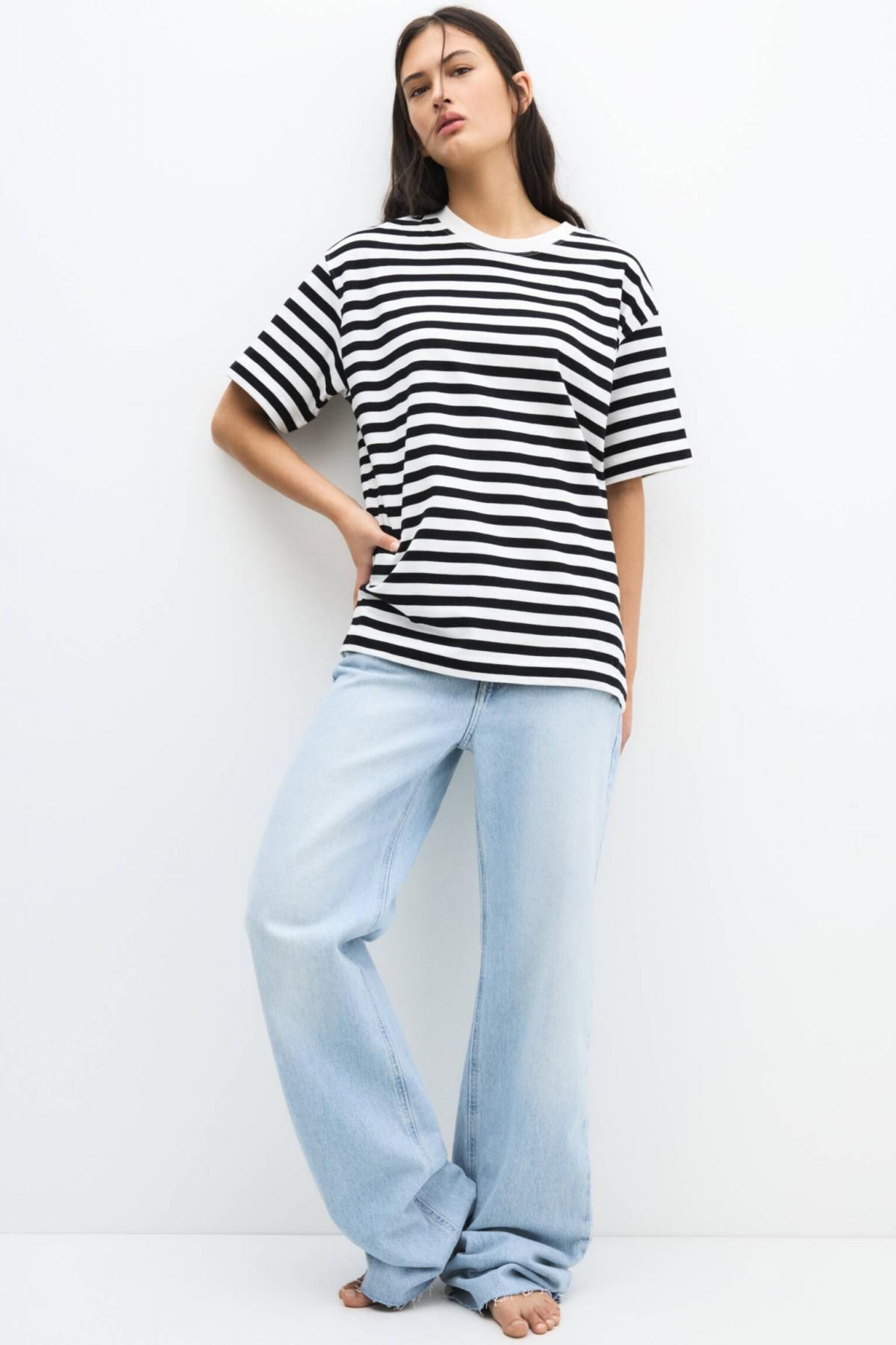 풀앤베어 스트라이프 오버사이즈 반팔 티셔츠 3245/331 STRIPED - 상세 이미지 2