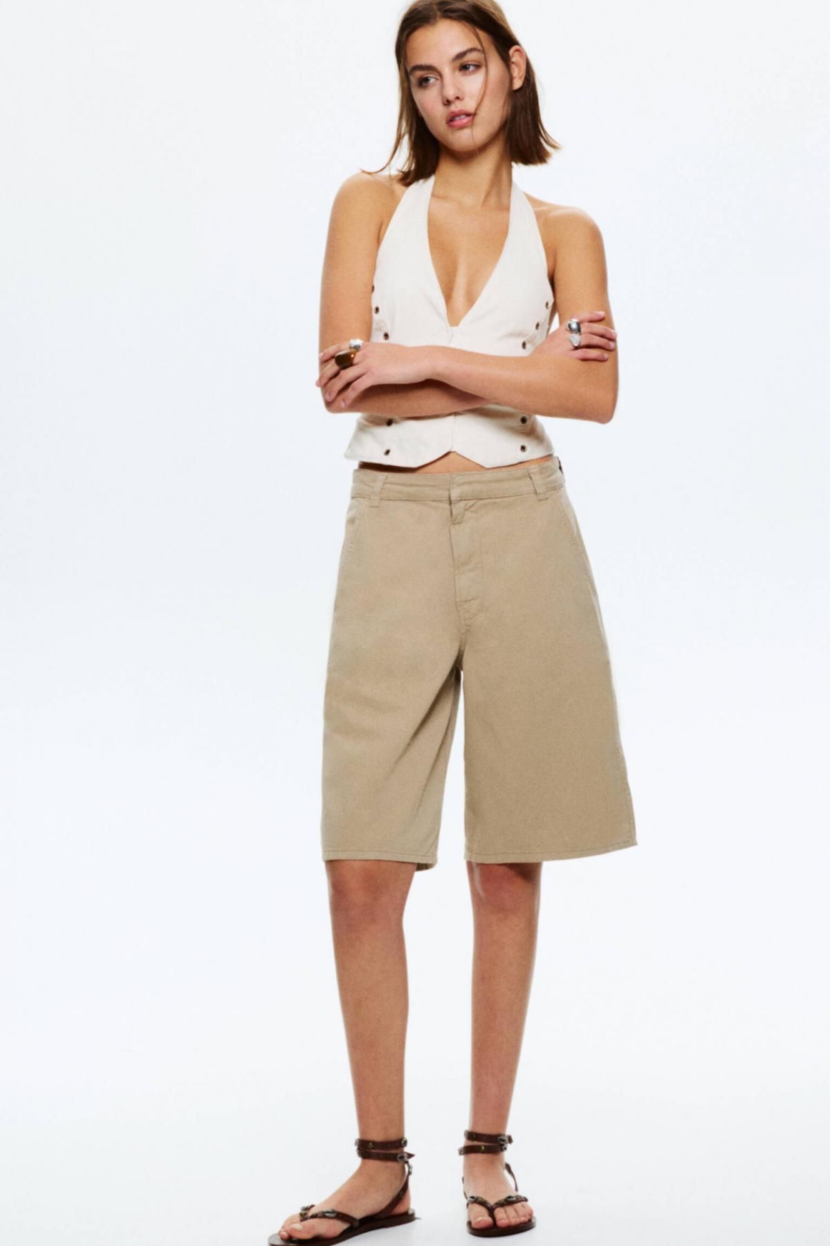 풀앤베어 베이직 치노 버뮤다 반바지 7696/323 OCHRE - 상세 이미지 2