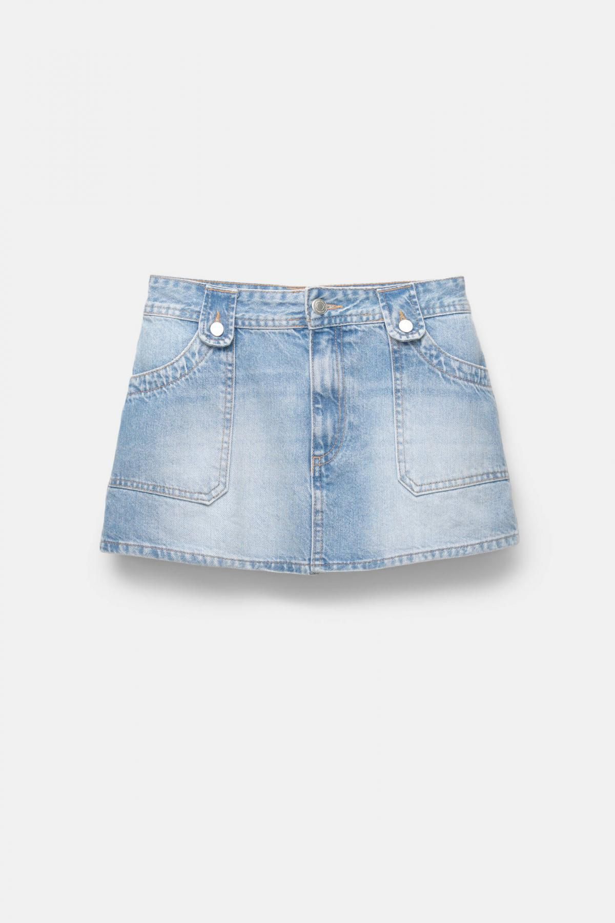 풀앤베어 트렌디 데님 카펜터 미니 스커트 7401/302 MEDIUM BLUE - 메인 이미지