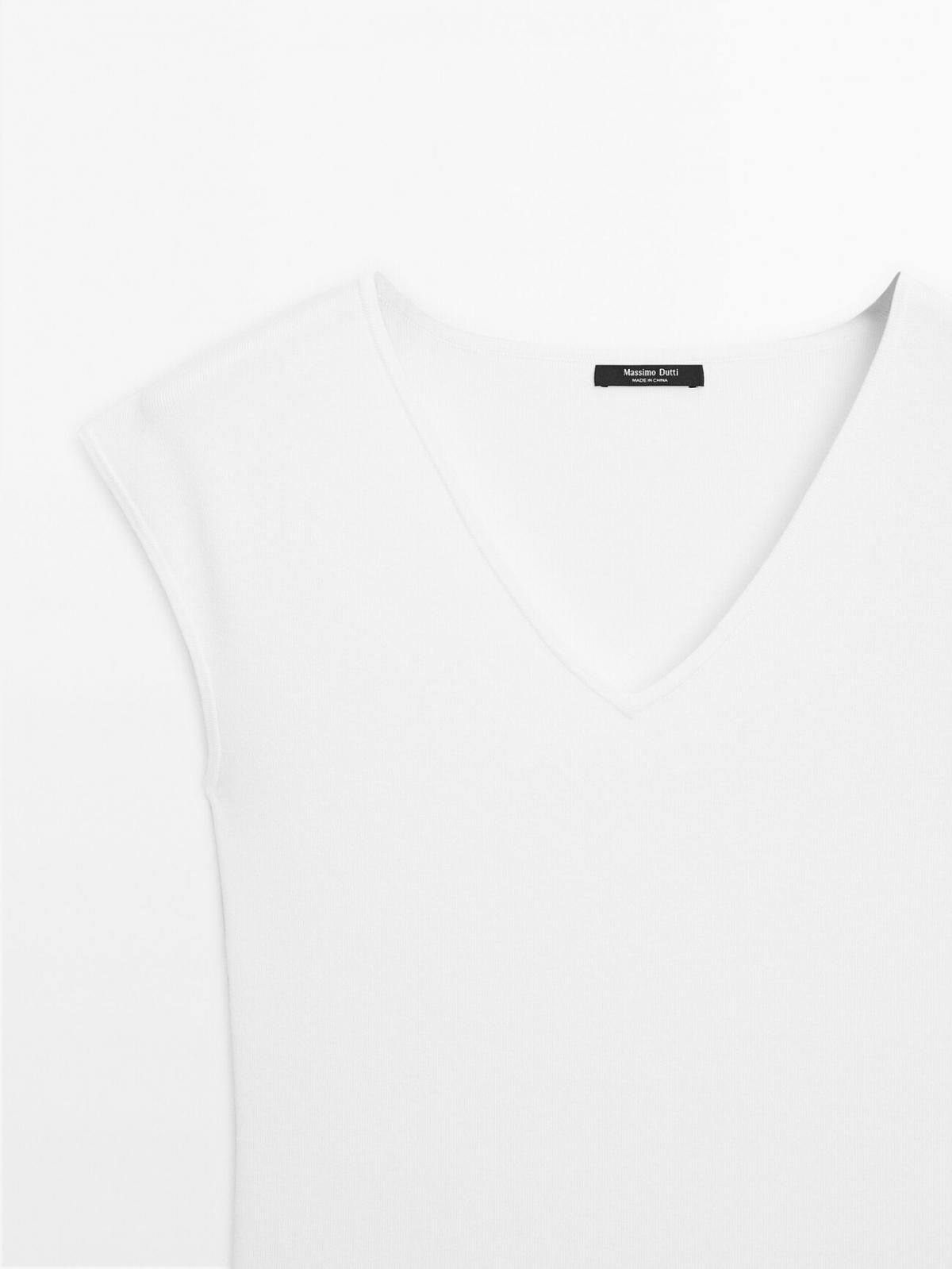 마시모두띠 페미닌 브이넥 롱 니트 콤바인 원피스 6601/566 WHITE - 상세 이미지 5