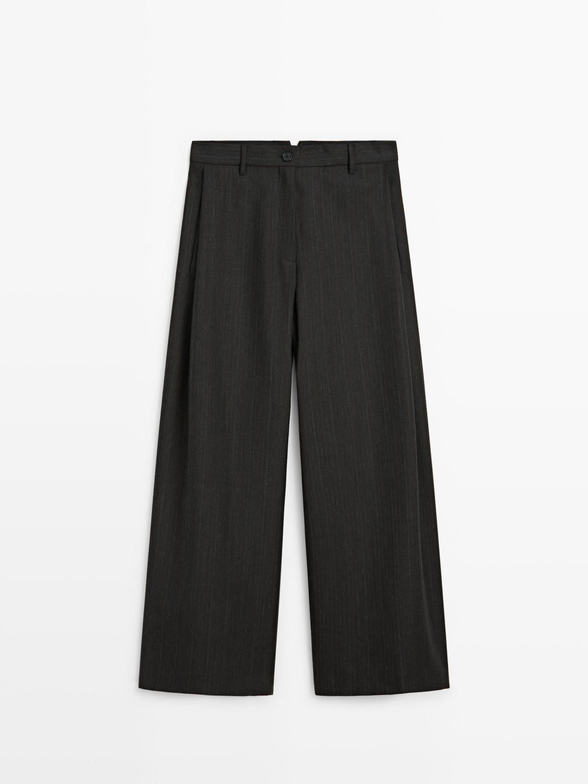 마시모두띠 스트라이프 울 블렌드 와이드 팬츠 5057/905 DARK GREY - 상세 이미지 5