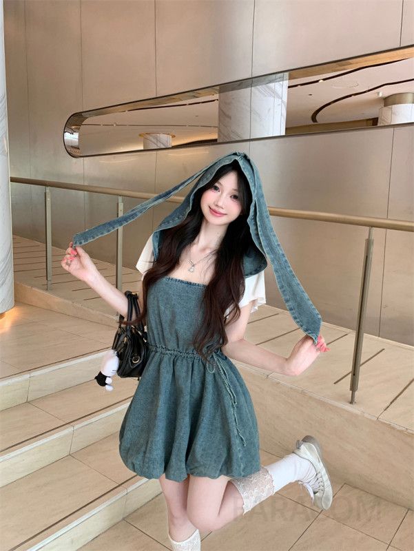 여름 여성 데님 오버롤 미니원피스 캐주얼한 스타일 민소매 디자인 편안한 착용감 데일리룩 청원피스 시원한 소재 활용도 높은 외출 패션 - 상세 이미지 2