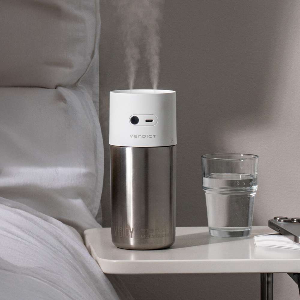 벤딕트 미니 가습기 초음파 사무실 탁상용 스텐 휴대용 무선 통세척 휴미디