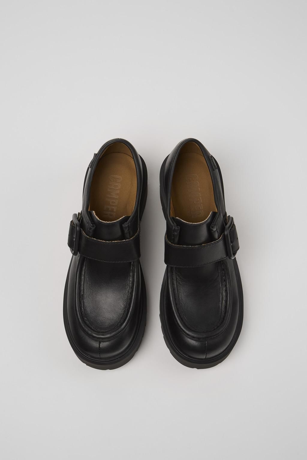캠퍼 청키 로우힐 블랙 레더 펌프스 Milah K201682-001 BLACK - 상세 이미지 4