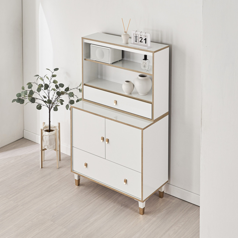 차차 인테리어 안방 드레스룸 옷 오픈 서랍장 800 세트 800x400x1357mm, 5단, 네추럴화이트 - 상세 이미지 3