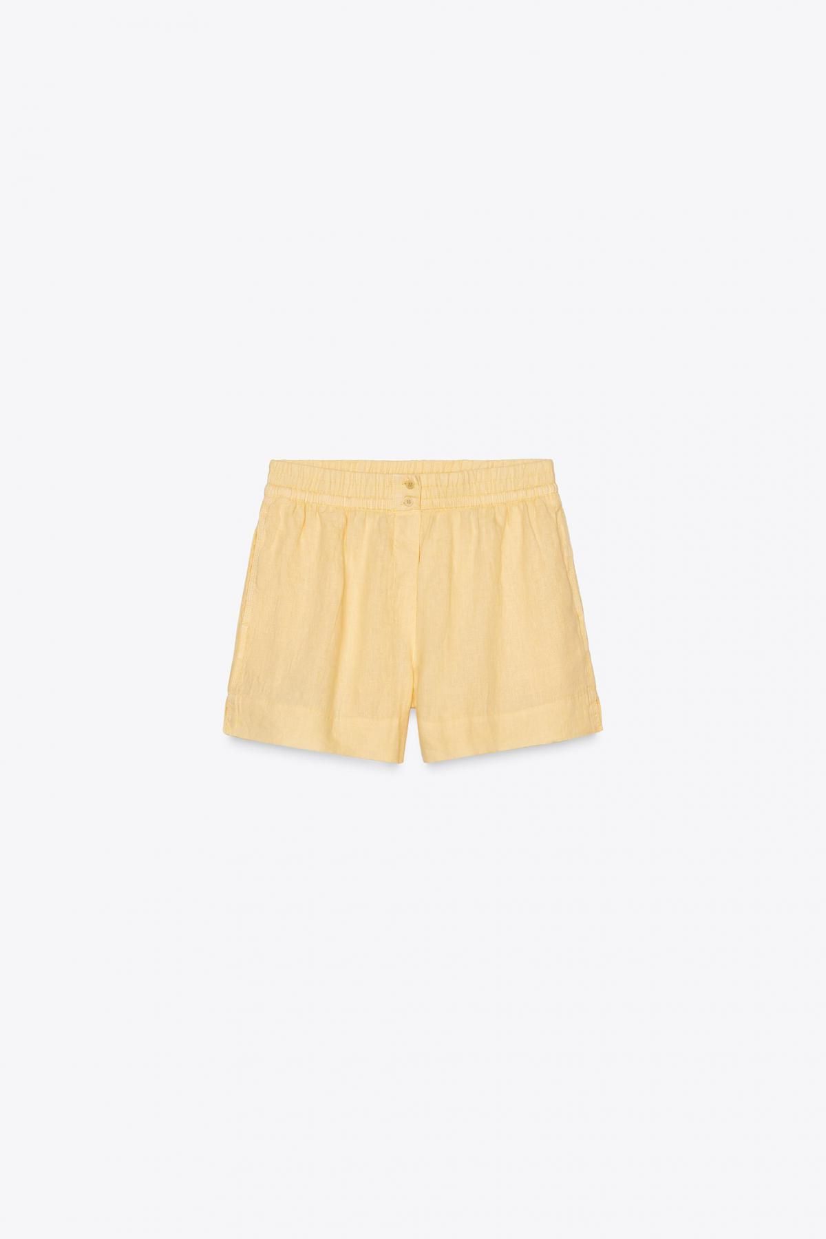 자라 100 린넨 쇼츠 4786/102 PASTEL YELLOW - 상품 이미지