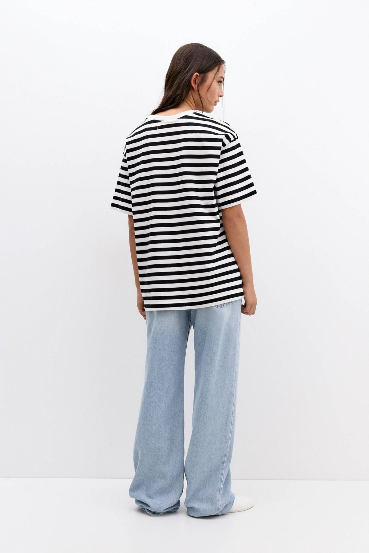풀앤베어 스트라이프 오버사이즈 반팔 티셔츠 3245/331 STRIPED - 상세 이미지 4