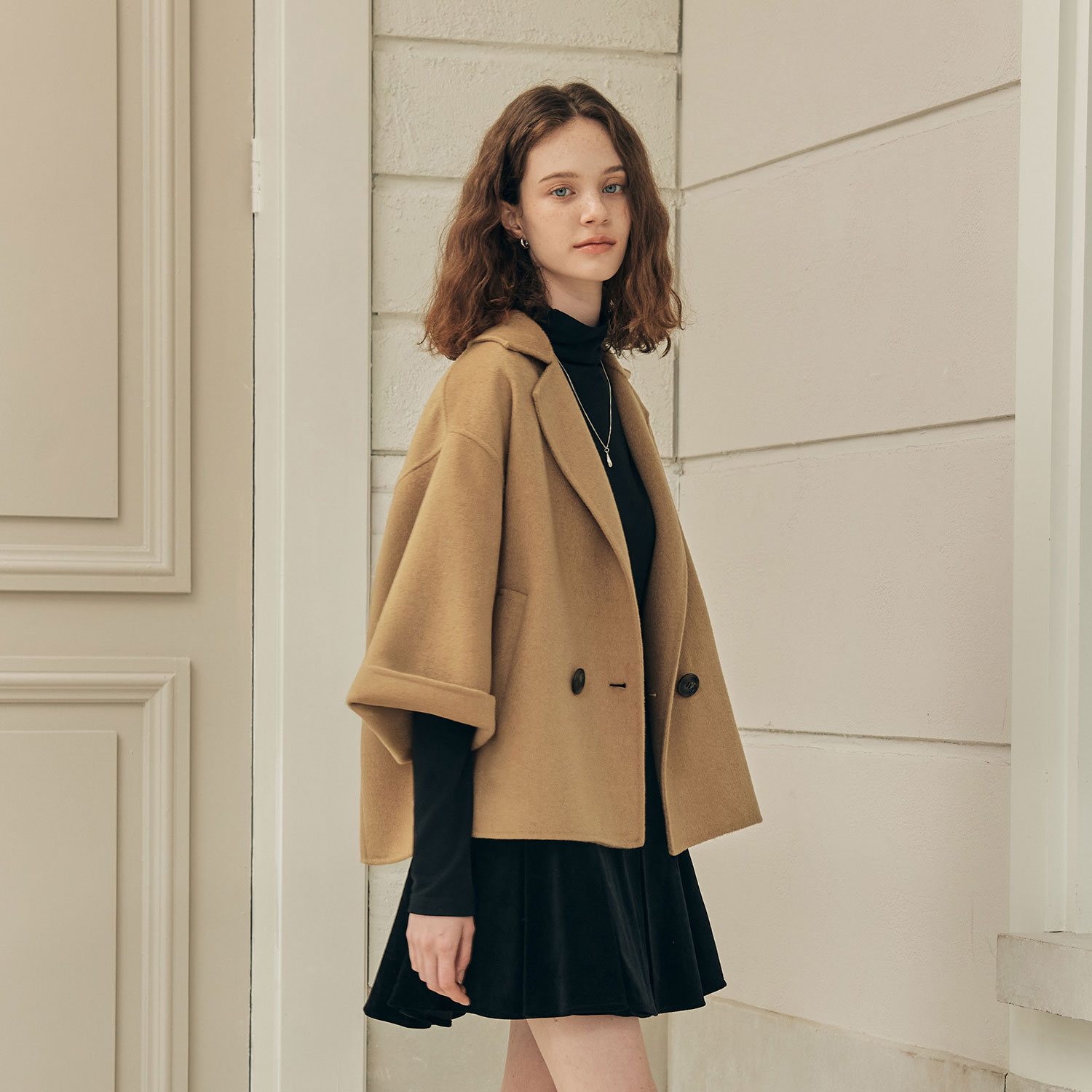 [제로스트릿] 핸드메이드 롤업 더블 코트 HANDMADE ROLL-UP DOUBLE COAT / CAMEL - 상세 이미지 3