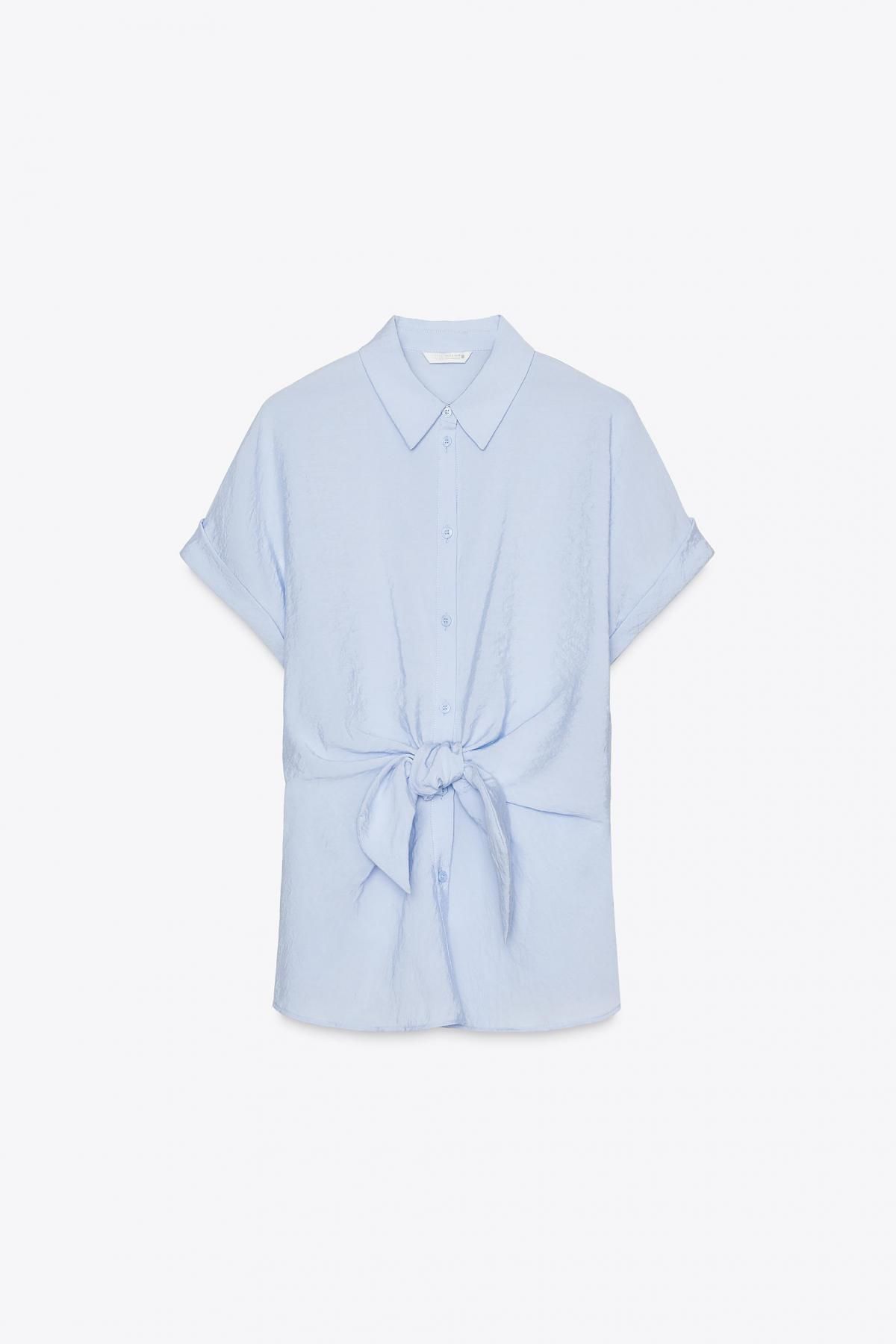 자라 트렌디 반팔 셔츠 매듭 디테일 2298/095 LIGHT BLUE - 메인 이미지