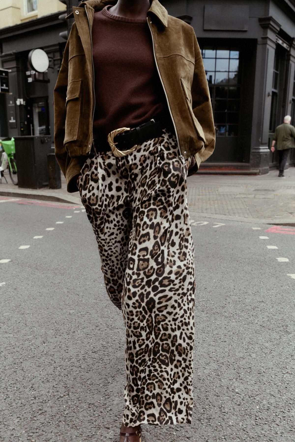 자라 레오파드 와이드 새틴 벨트 팬츠 7965/556 LEOPARD - 상세 이미지 3