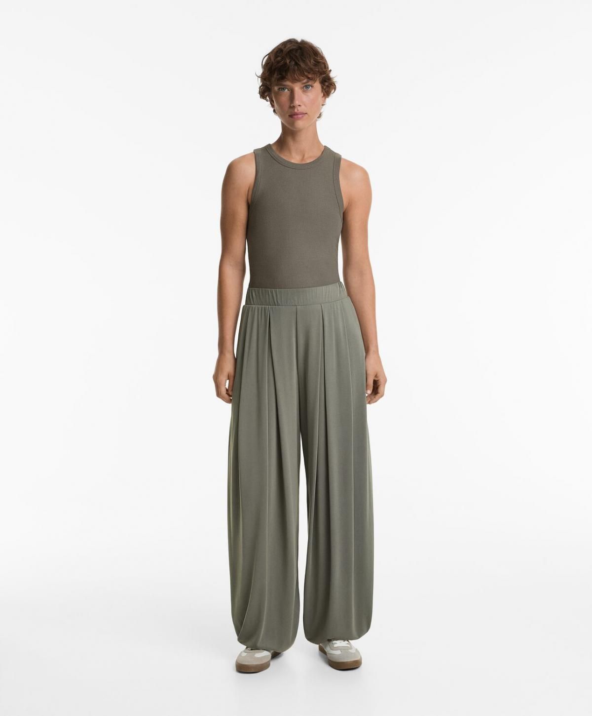 오이쇼 모달블렌드 와이드 퍼프 밴딩 팬츠 6240/555 MIDKHAKI - 상세 이미지 2