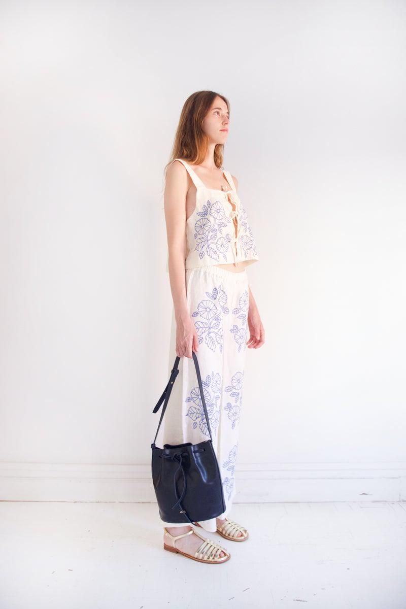 타이니코튼 플라워 자수 와이드 팬츠 SS25-664103 ONE COLOR - 상세 이미지 5