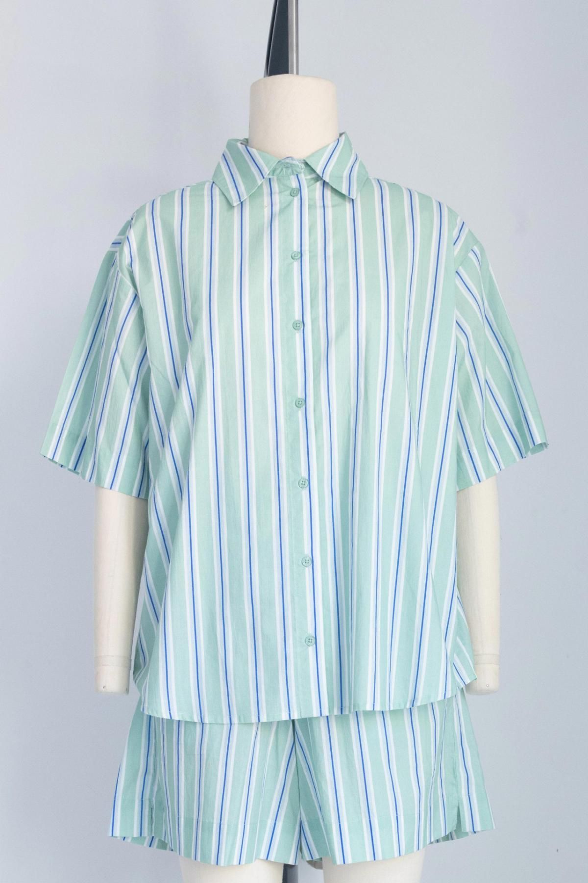 타이니코튼 스트라이프 오버핏 반팔 셔츠 SS25-631R22 ONE COLOR - 상세 이미지 3