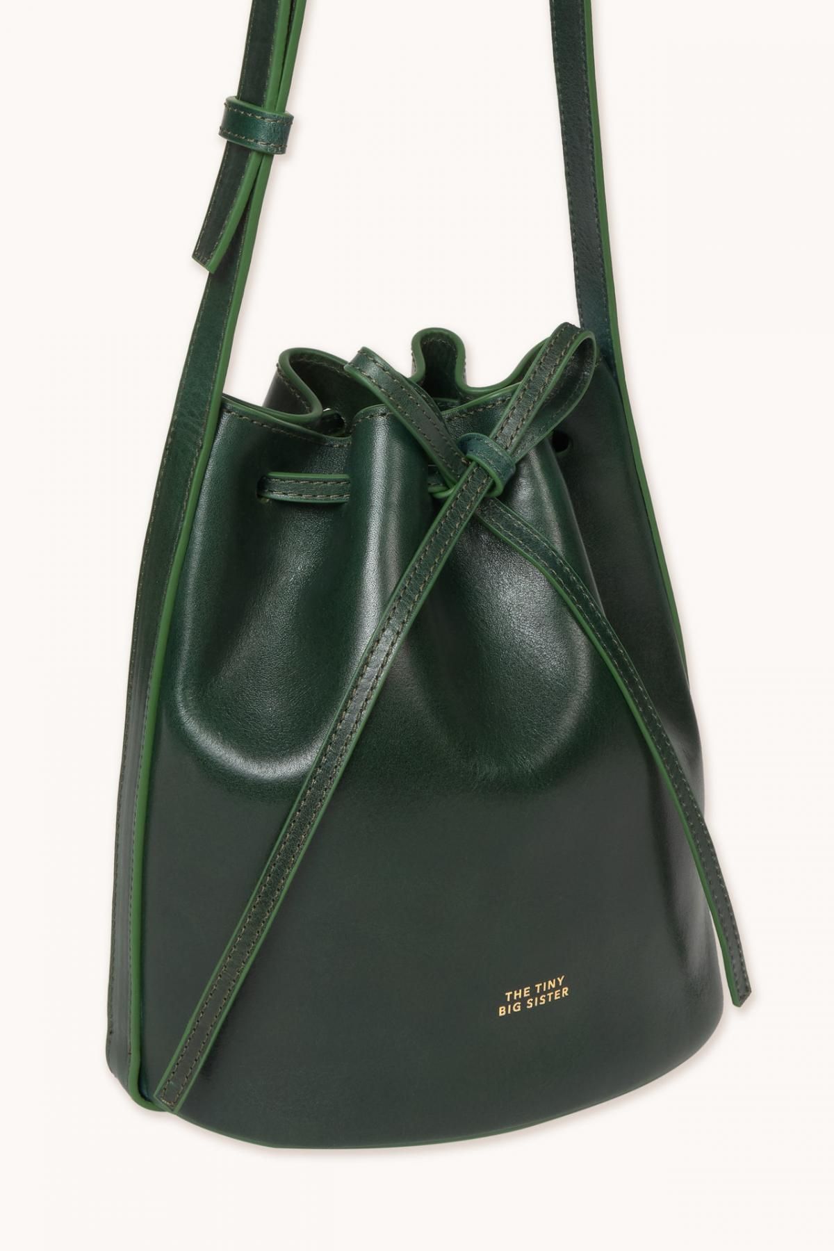타이니코튼 레더 미니 스트링 버킷백 ANNE TTBS-045M24 DARK GREEN - 상세 이미지 4
