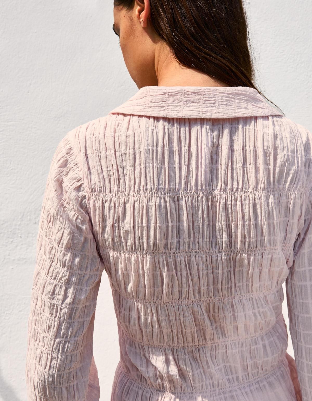 버쉬카 러플 셔링 로맨틱 블라우스 Rustic gathered shirt 6258/494 PINK - 상세 이미지 3