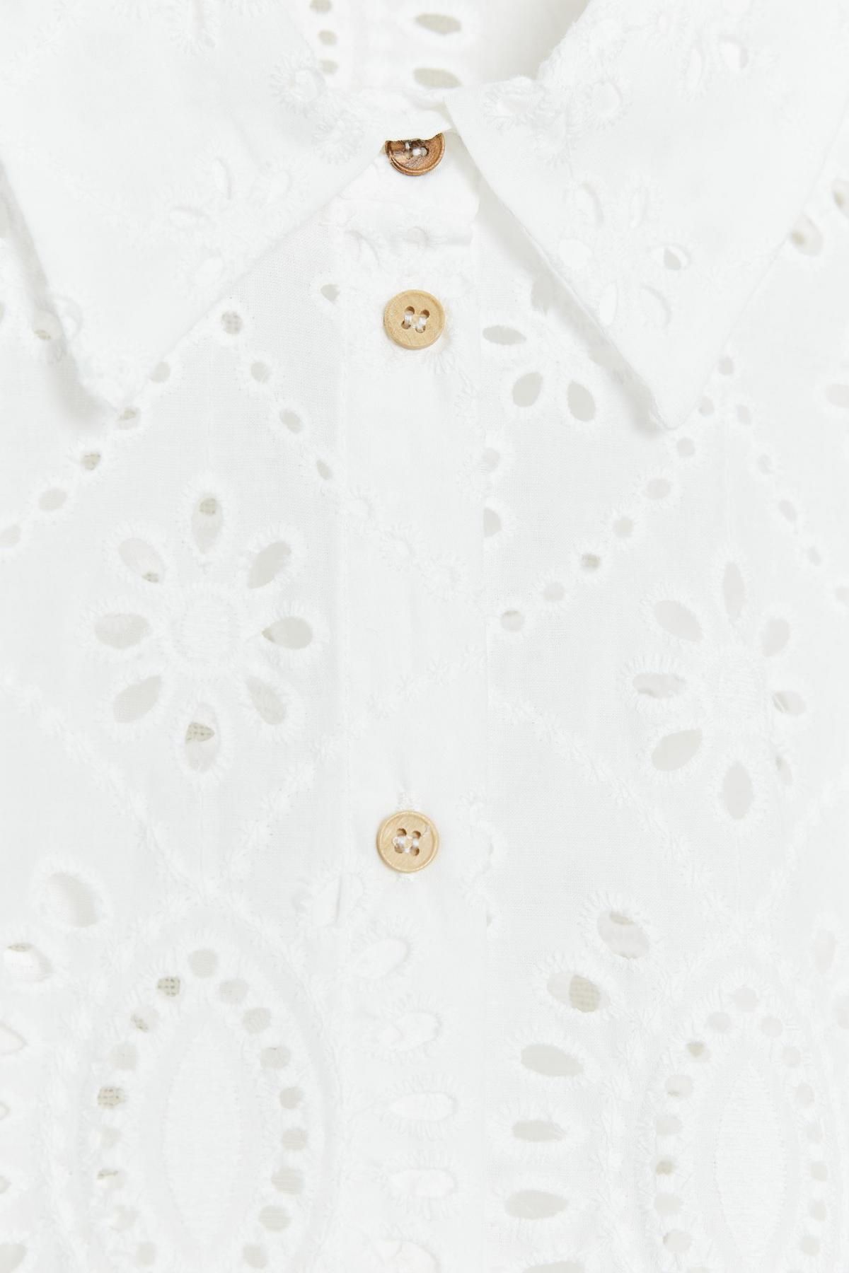 자라 레이스컷워크 반팔 셔츠 2298/116 WHITE - 상세 이미지 3