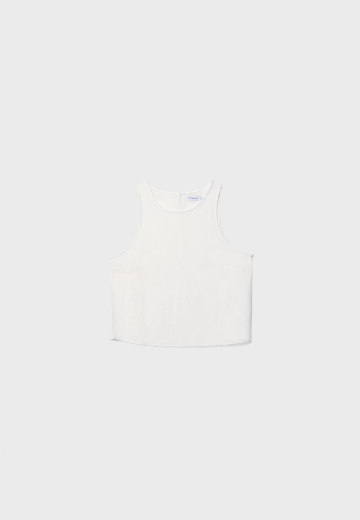 스트라디바리우스 린넨혼방 레이서백 민소매 크롭탑 2015/555 WHITE - 메인 이미지