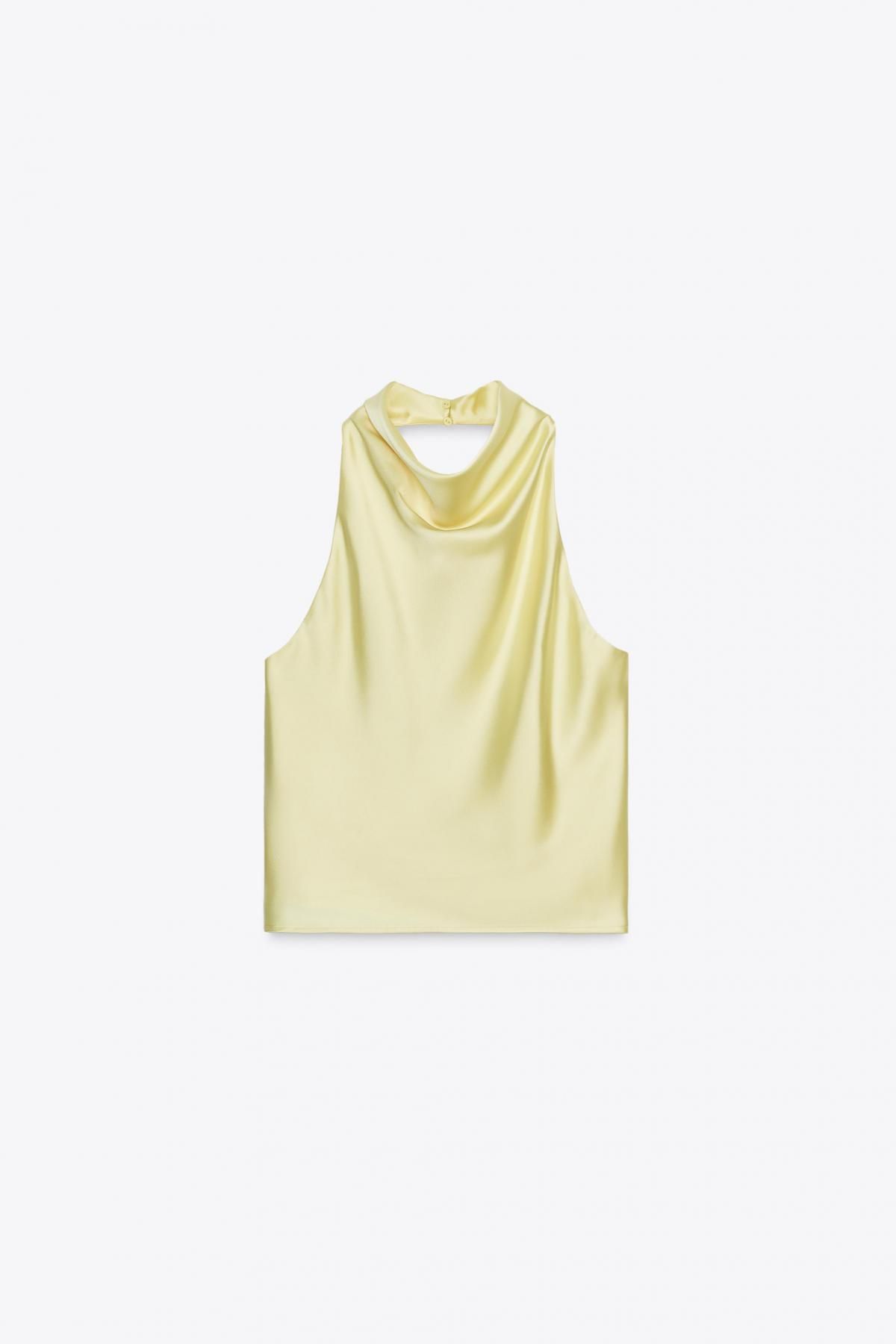 자라 새틴 백리스 민소매 홀터넥 탑 2157/221 LIGHT YELLOW - 메인 이미지