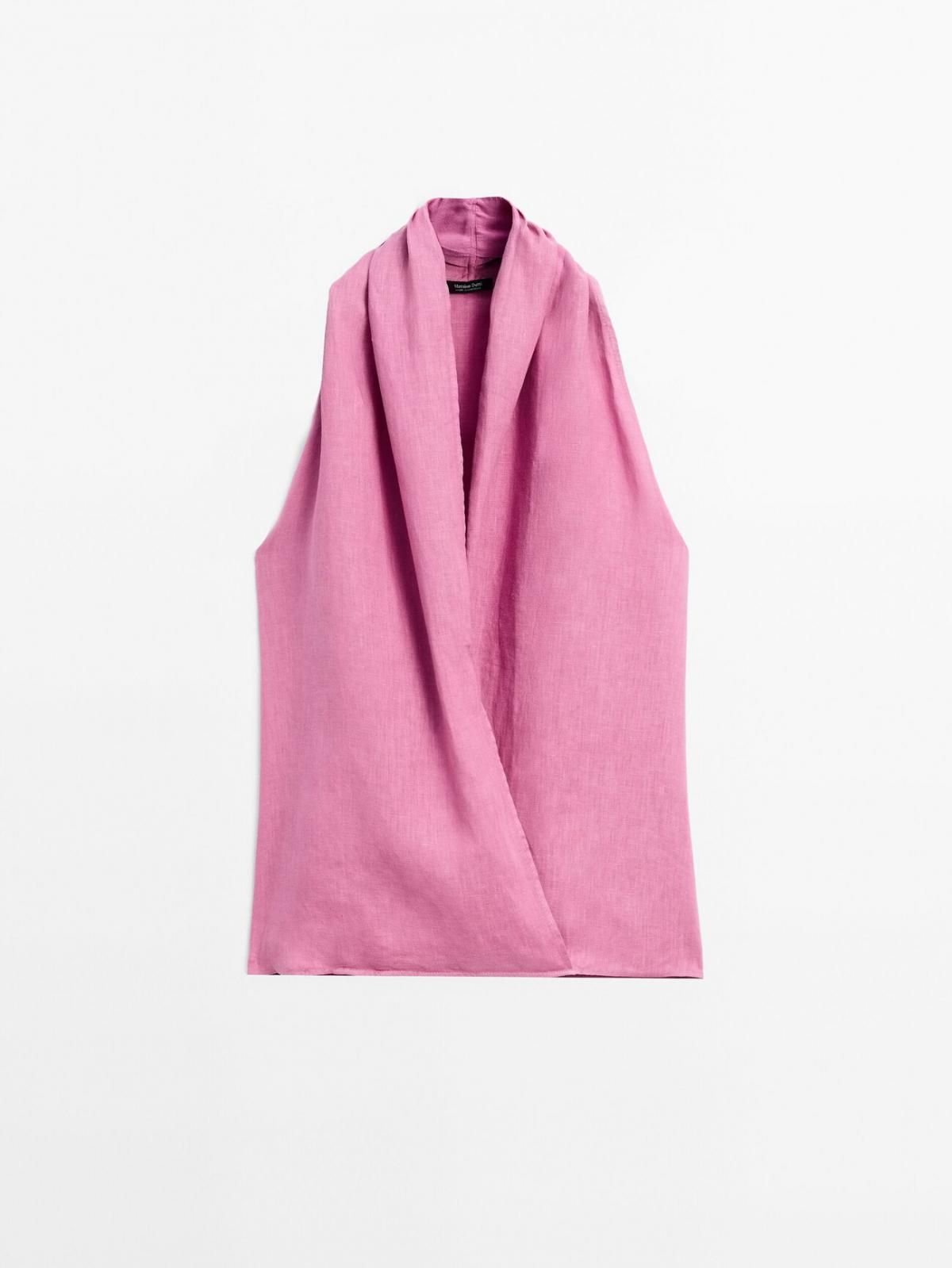 마시모두띠 린넨 크로스오버 홀터넥 민소매 블라우스 5131/640 FUCHSIA - 상품 이미지