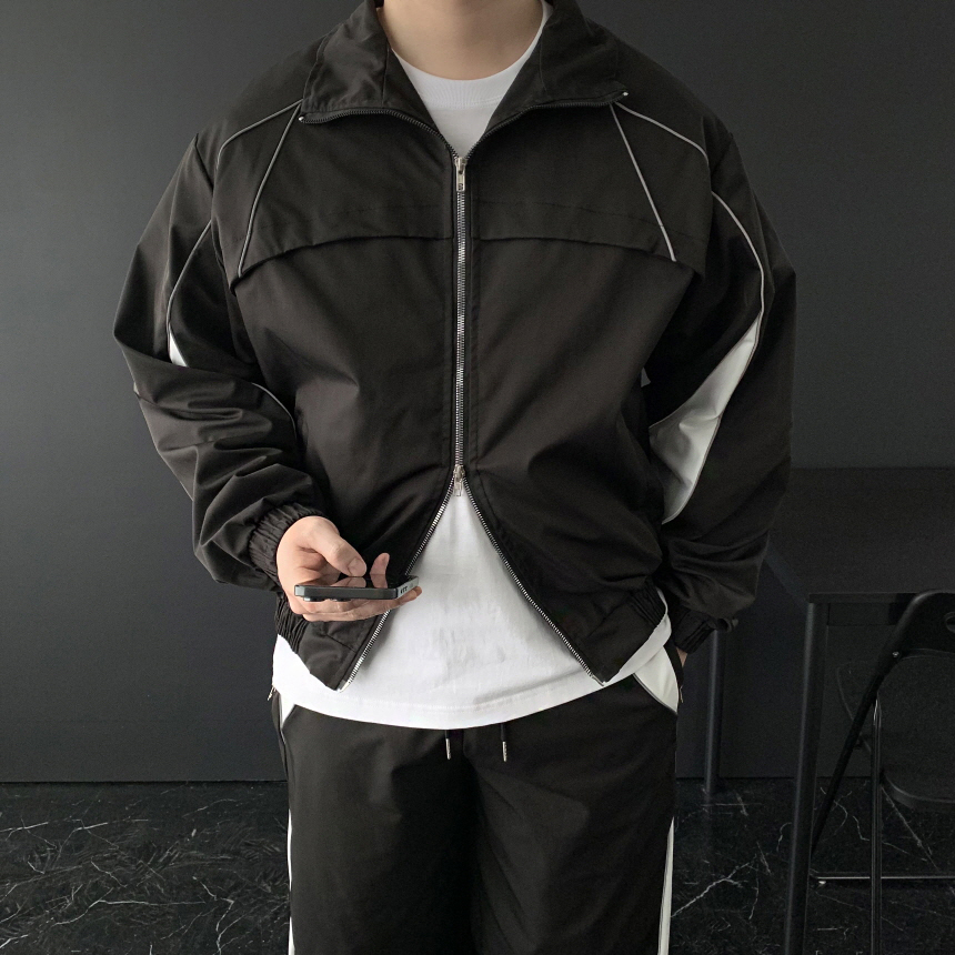 남자 트레이닝 세트 오버핏 운동복 남성 와이드팬츠 조거 바지 빅 사이즈 트랙 자켓 셋업 이미지 7