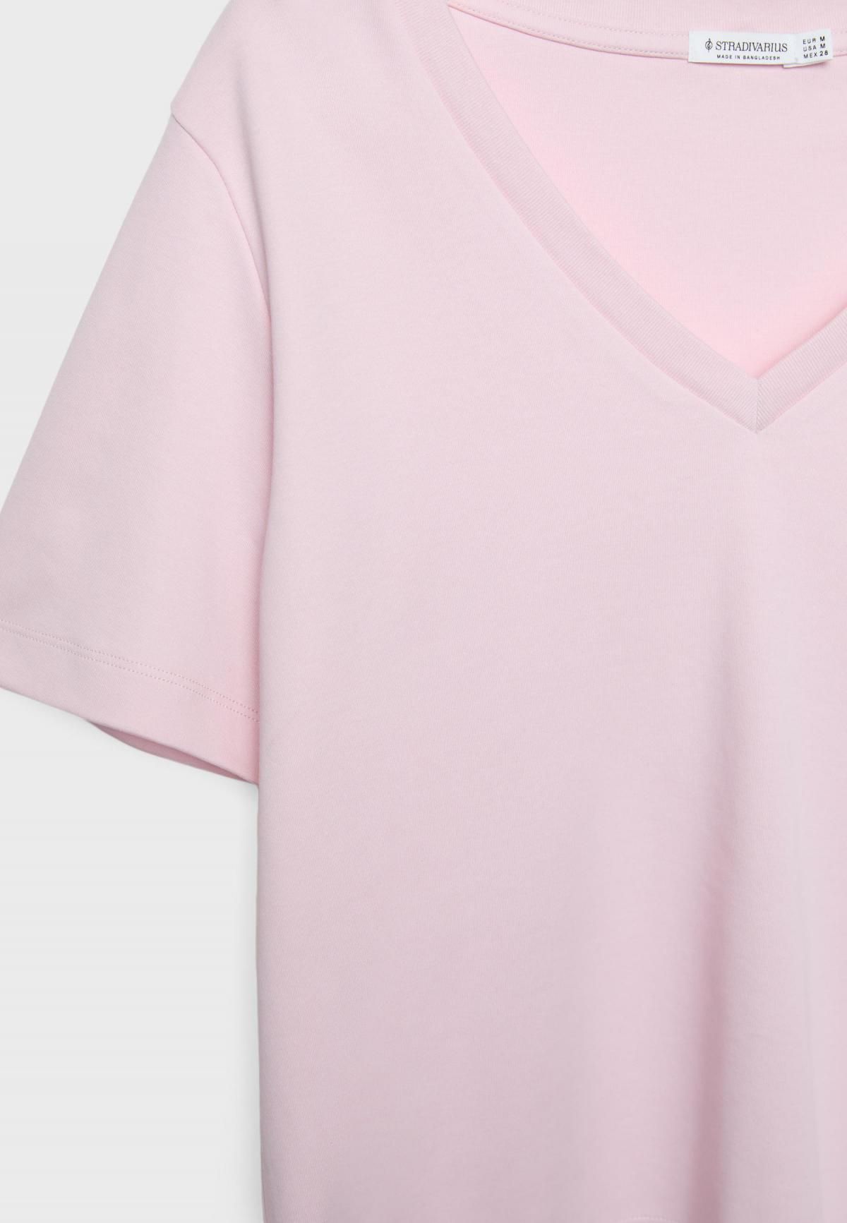 스트라디바리우스 헤비웨이트 브이넥 베이직 반팔 티셔츠 2544/286 PASTEL PINK - 상세 이미지 3