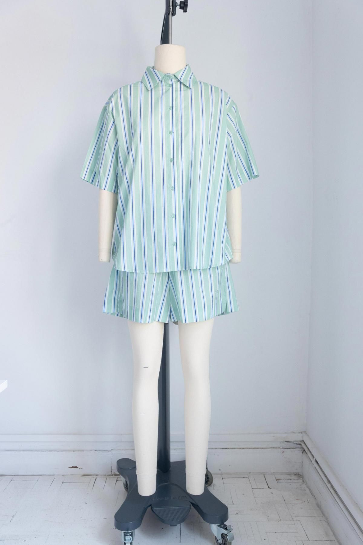 타이니코튼 스트라이프 오버핏 반팔 셔츠 SS25-631R22 ONE COLOR - 상세 이미지 4