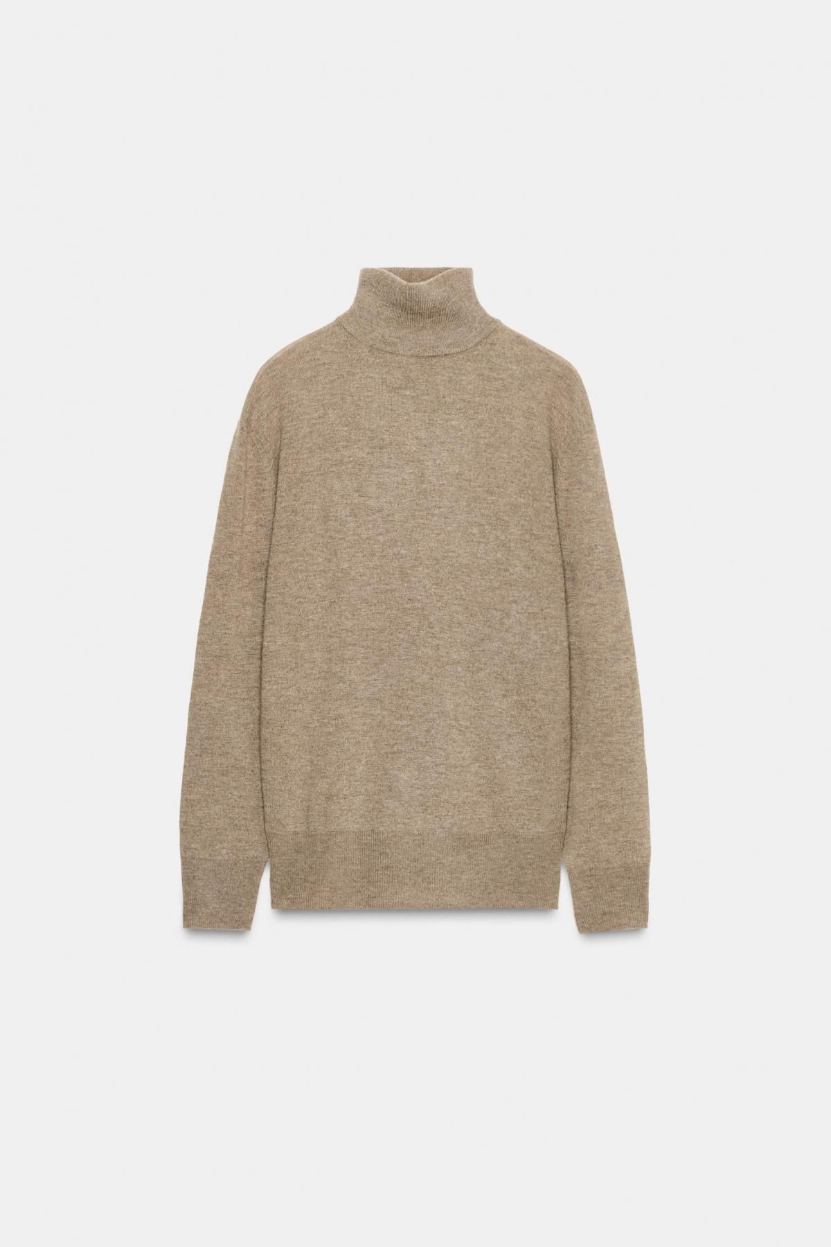 자라 프리미엄 울 하이넥 소프트 니트 스웨터 9598/107 BROWN / TAUPE - 상품 이미지