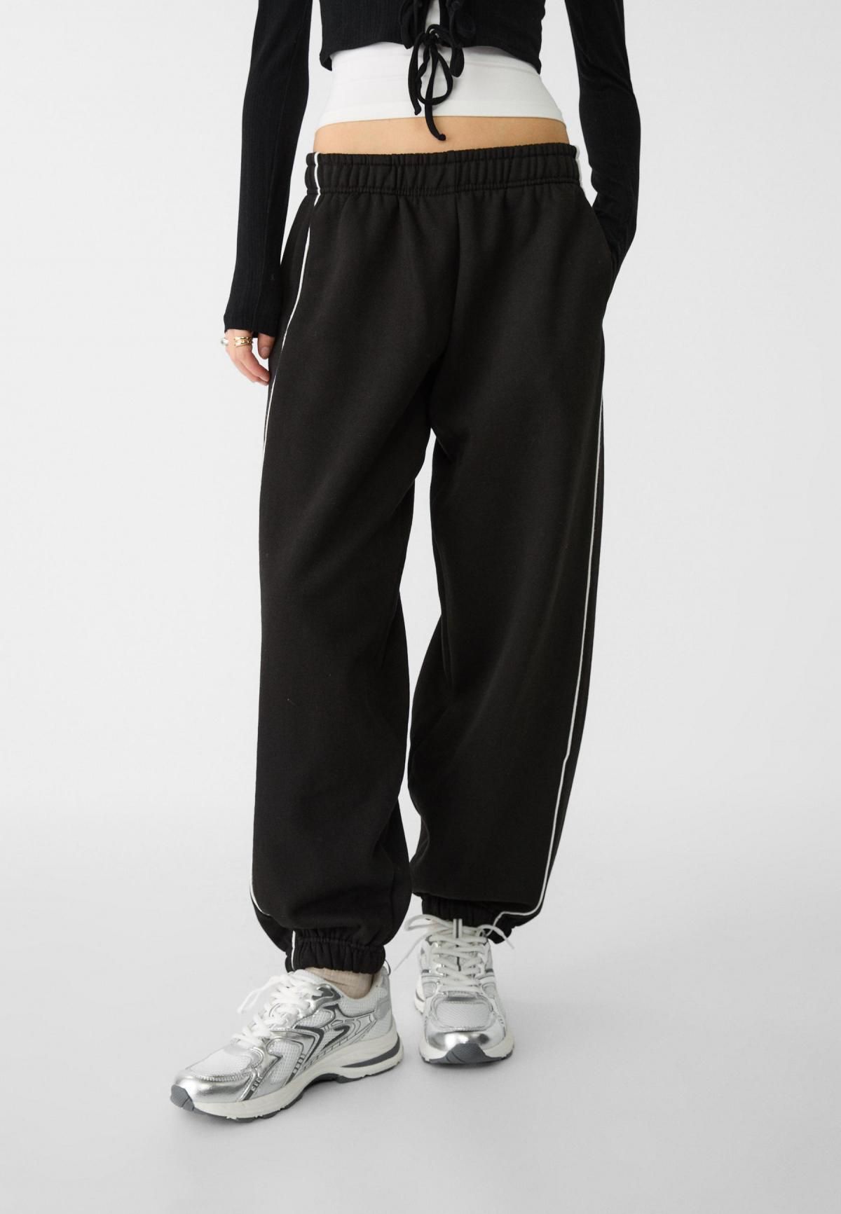 스트라디바리우스 테크니컬 배색 파이핑 조거 팬츠 8306/100 BLACK