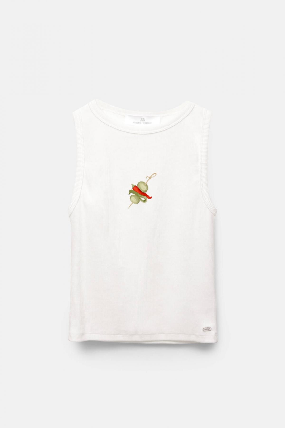 풀앤베어 코튼 그래픽 라운드넥 민소매 탑 7150/318 OFF WHITE - 메인 이미지