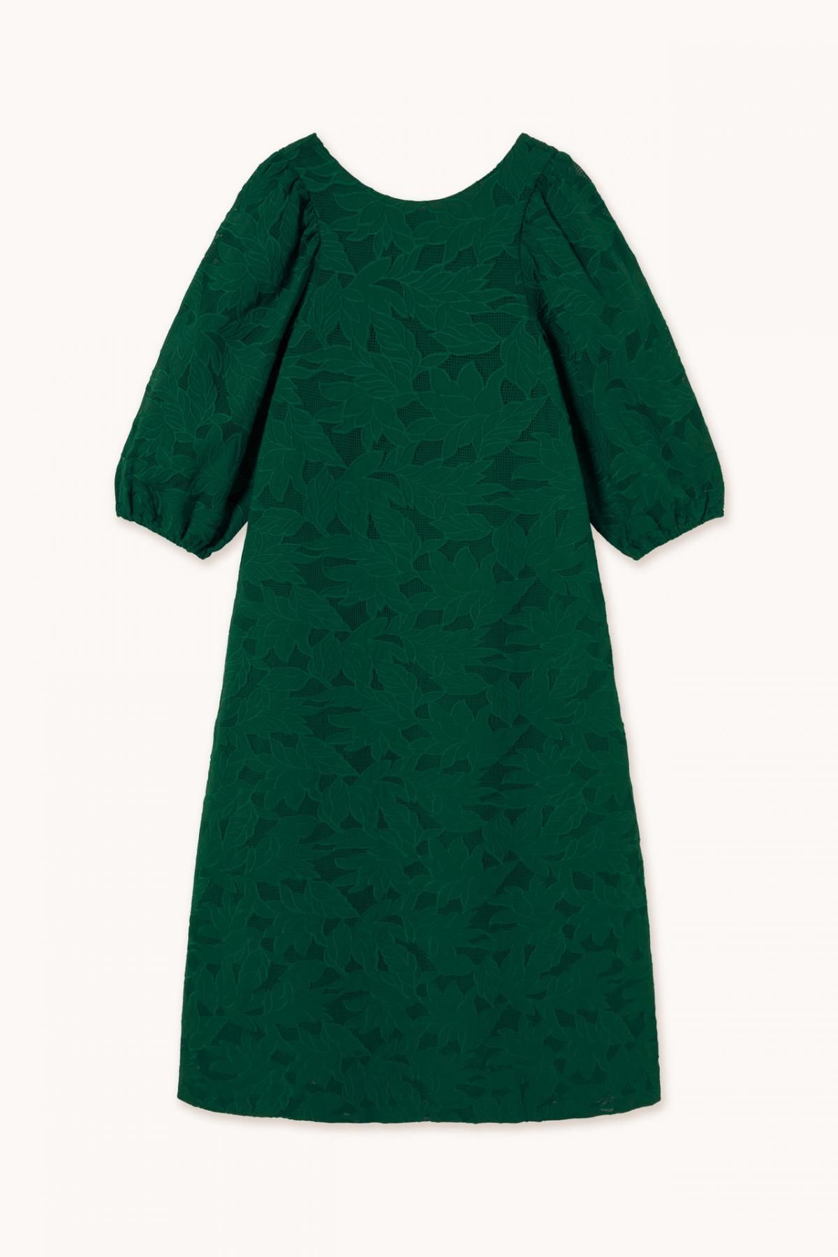 타이니코튼 GUIPUR 퍼프소매 미디 원피스 SS25-606M24 DARK GREEN - 메인 이미지