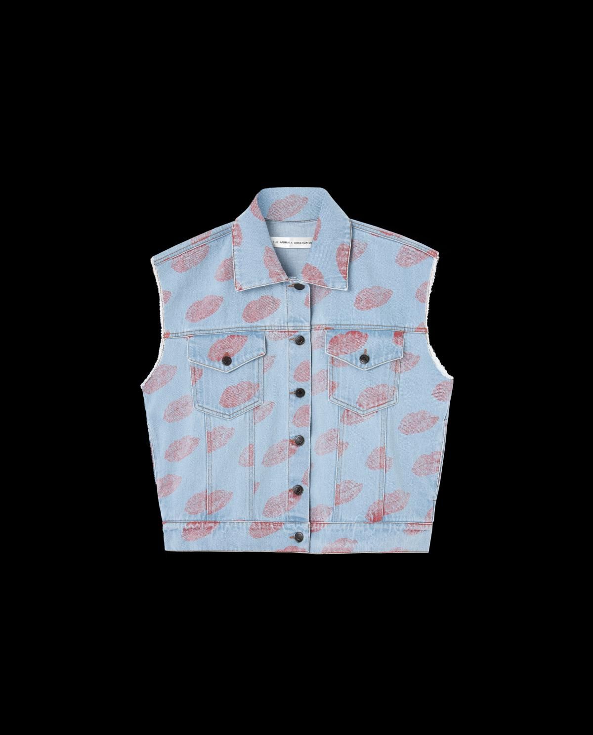 타오 데님 키즈 소프트블루 프린트 베스트 S25148-074_BC ONE COLOR - 상품 이미지